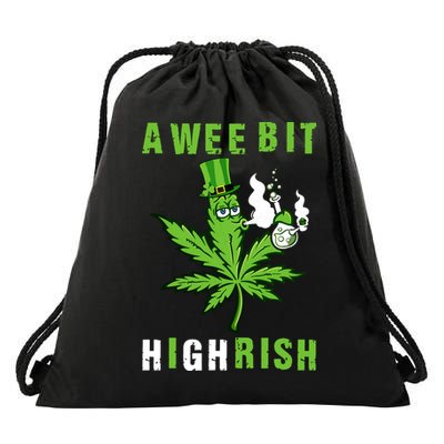 A Wee Bit Highrish Funny 420 Weed St Patricks Day Drawstring Bag