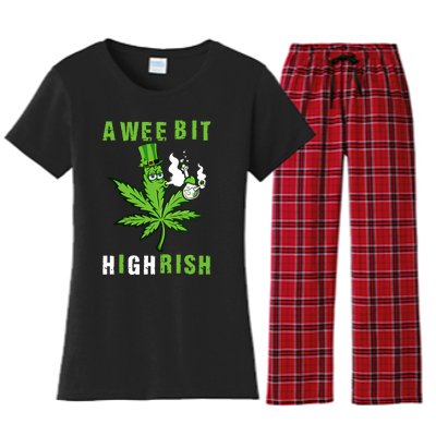 A Wee Bit Highrish Funny 420 Weed St Patricks Day Women's Flannel Pajama Set