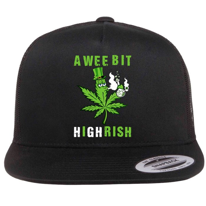 A Wee Bit Highrish Funny 420 Weed St Patricks Day Flat Bill Trucker Hat