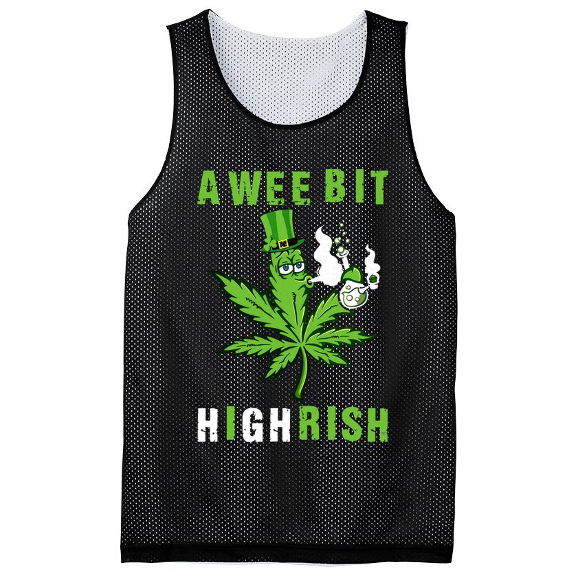 A Wee Bit Highrish Funny 420 Weed St Patricks Day Mesh Reversible Basketball Jersey Tank