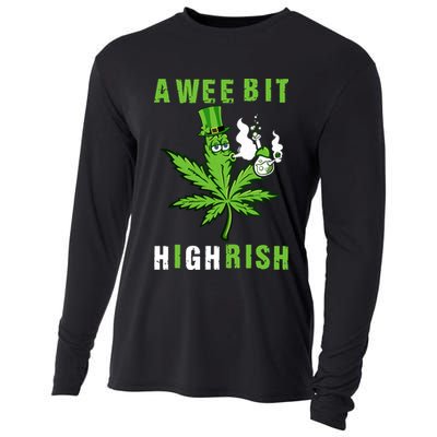 A Wee Bit Highrish Funny 420 Weed St Patricks Day Cooling Performance Long Sleeve Crew