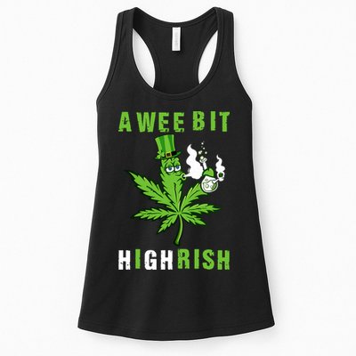 A Wee Bit Highrish Funny 420 Weed St Patricks Day Womens Tank Top