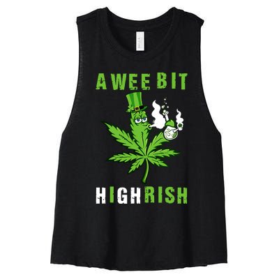 A Wee Bit Highrish Funny 420 Weed St Patricks Day Women's Racerback Cropped Tank