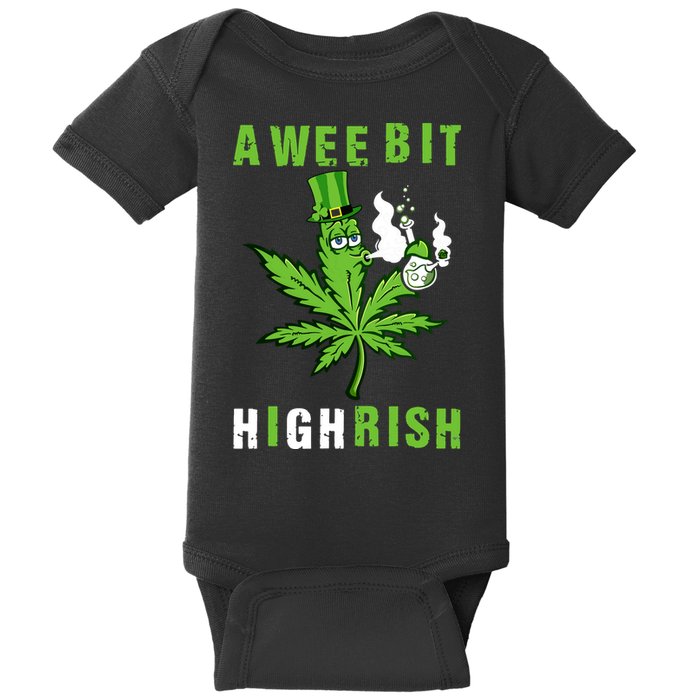 A Wee Bit Highrish Funny 420 Weed St Patricks Day Baby Bodysuit