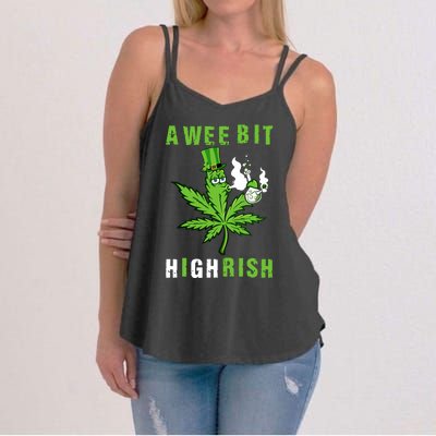 A Wee Bit Highrish Funny 420 Weed St Patricks Day Women's Strappy Tank