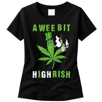 A Wee Bit Highrish Funny 420 Weed St Patricks Day Womens T-Shirt