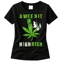 A Wee Bit Highrish Funny 420 Weed St Patricks Day Womens T-Shirt