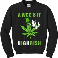 A Wee Bit Highrish Funny 420 Weed St Patricks Day Kids Sweatshirt