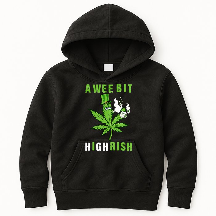A Wee Bit Highrish Funny 420 Weed St Patricks Day Kids Hoodie