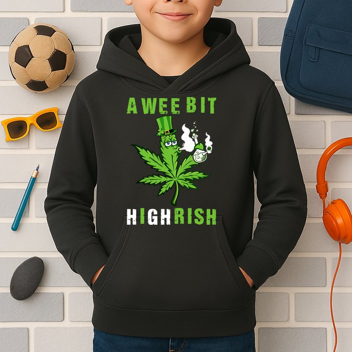 A Wee Bit Highrish Funny 420 Weed St Patricks Day Kids Hoodie