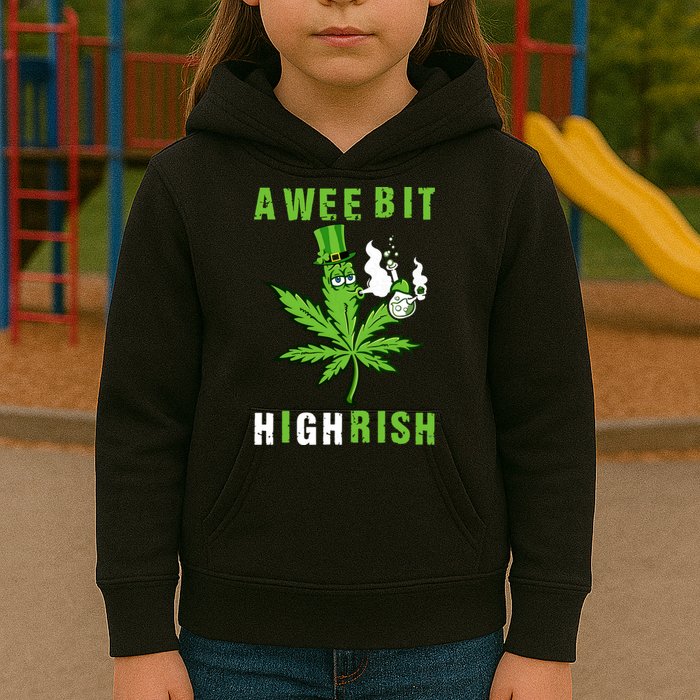 A Wee Bit Highrish Funny 420 Weed St Patricks Day Kids Hoodie