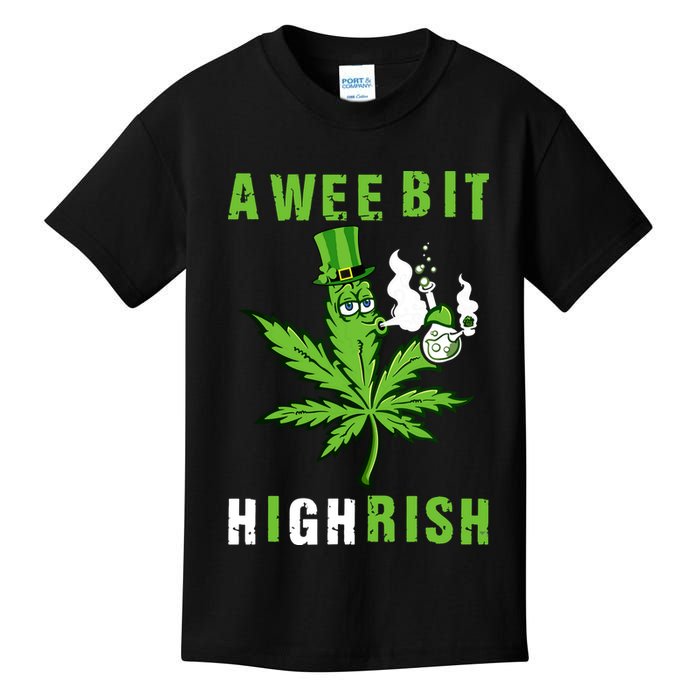 A Wee Bit Highrish Funny 420 Weed St Patricks Day Kids T-Shirt