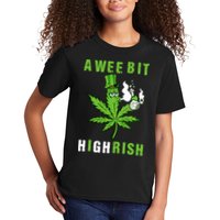 A Wee Bit Highrish Funny 420 Weed St Patricks Day Kids T-Shirt
