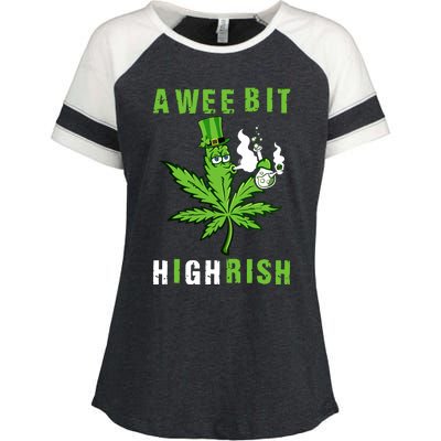 A Wee Bit Highrish Funny 420 Weed St Patricks Day Enza Ladies Jersey Colorblock Tee