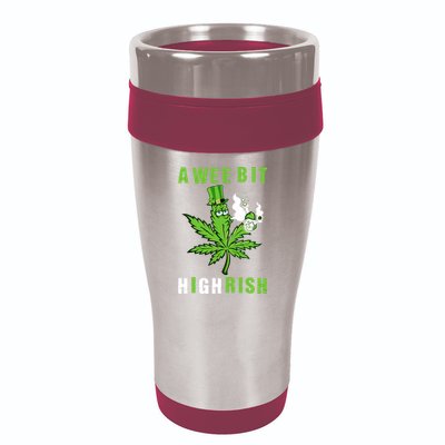 A Wee Bit Highrish Funny 420 Weed St Patricks Day 16oz Travel Tumbler