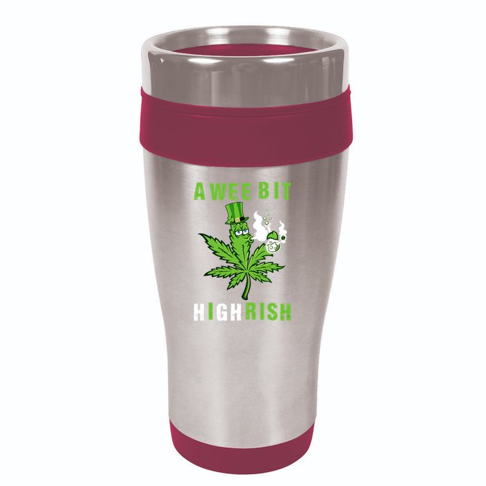 A Wee Bit Highrish Funny 420 Weed St Patricks Day 16oz Travel Tumbler