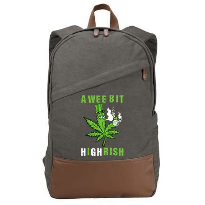 A Wee Bit Highrish Funny 420 Weed St Patricks Day Cotton Canvas Backpack