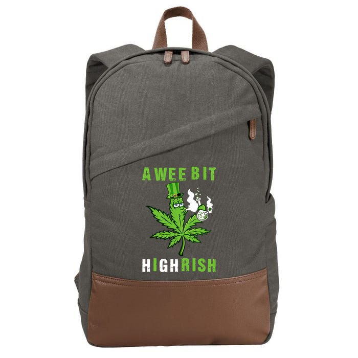 A Wee Bit Highrish Funny 420 Weed St Patricks Day Cotton Canvas Backpack