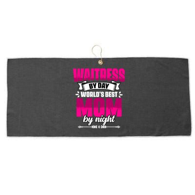 Awesome Waitress By Day World's Best Mom By Night Waitstaff Gift Large Microfiber Waffle Golf Towel