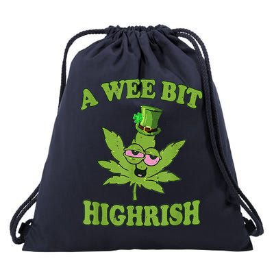 A Wee Bit Highrish Funny 420 Weed Marijuana St Patricks Day Drawstring Bag