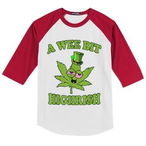 A Wee Bit Highrish Funny 420 Weed Marijuana St Patricks Day Kids Colorblock Raglan Jersey