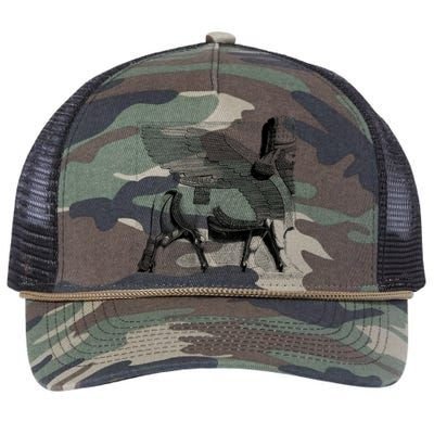 Assyrian Winged Bull Lamassu Iraq Iran Souvenir Cool Gift Retro Rope Trucker Hat Cap