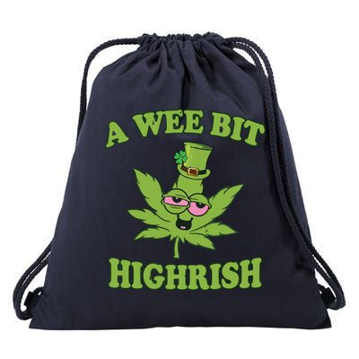 A Wee Bit Highrish Funny 420 Weed Marijuana St Patricks Day Drawstring Bag