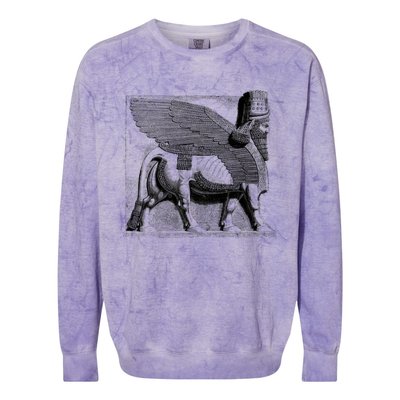 Assyrian Winged Bull Lamassu Iraq Iran Souvenir Gift Colorblast Crewneck Sweatshirt