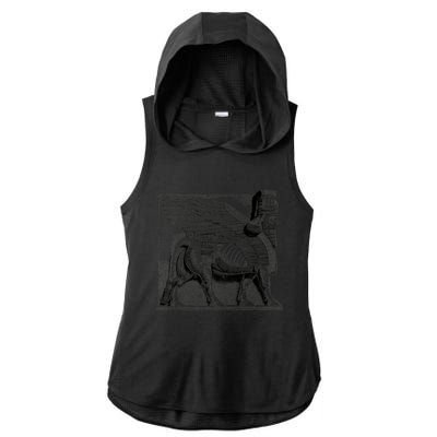 Assyrian Winged Bull Lamassu Iraq Iran Souvenir Gift Ladies PosiCharge Tri-Blend Wicking Draft Hoodie Tank