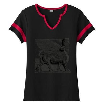 Assyrian Winged Bull Lamassu Iraq Iran Souvenir Gift Ladies Halftime Notch Neck Tee