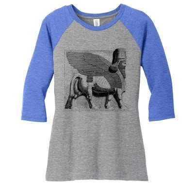 Assyrian Winged Bull Lamassu Iraq Iran Souvenir Gift Women's Tri-Blend 3/4-Sleeve Raglan Shirt