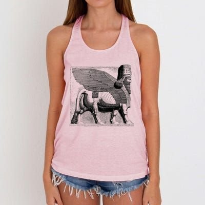 Assyrian Winged Bull Lamassu Iraq Iran Souvenir Gift Women's Knotted Racerback Tank