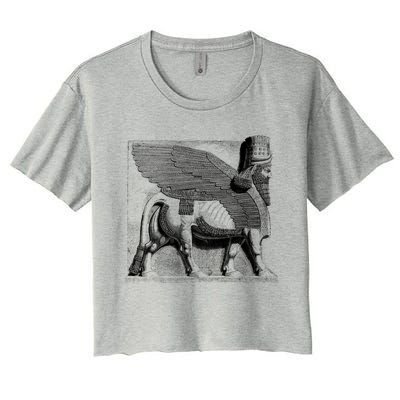 Assyrian Winged Bull Lamassu Iraq Iran Souvenir Gift Women's Crop Top Tee