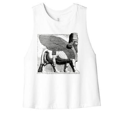 Assyrian Winged Bull Lamassu Iraq Iran Souvenir Gift Women's Racerback Cropped Tank