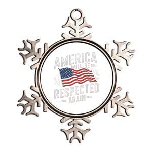 America Will Be Respected Again With President Donald Trump Metallic Star Ornament