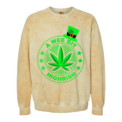 A Wee Bit Highrish Funny 420 Weed Marijuana St Patricks Day Vneck Colorblast Crewneck Sweatshirt