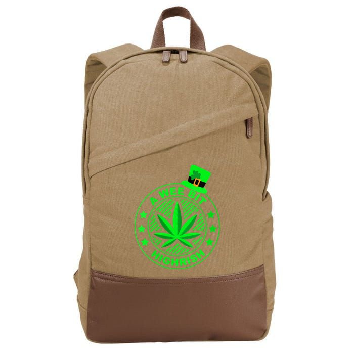 A Wee Bit Highrish Funny 420 Weed Marijuana St Patricks Day Vneck Cotton Canvas Backpack