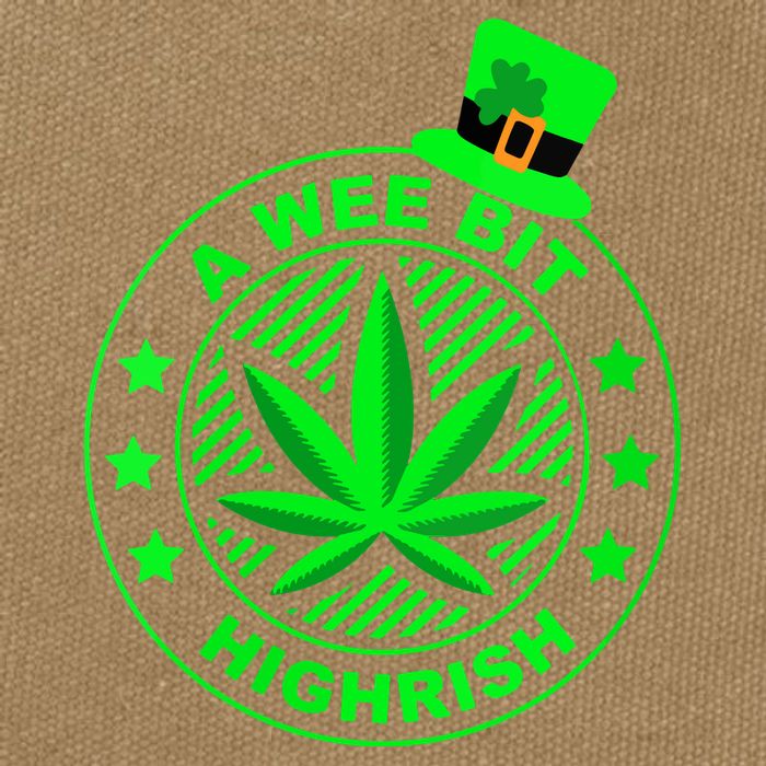 A Wee Bit Highrish Funny 420 Weed Marijuana St Patricks Day Vneck Cotton Canvas Backpack