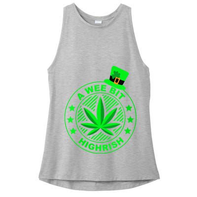 A Wee Bit Highrish Funny 420 Weed Marijuana St Patricks Day Vneck Ladies PosiCharge Tri-Blend Wicking Tank