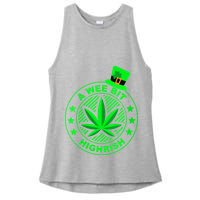 A Wee Bit Highrish Funny 420 Weed Marijuana St Patricks Day Vneck Ladies PosiCharge Tri-Blend Wicking Tank