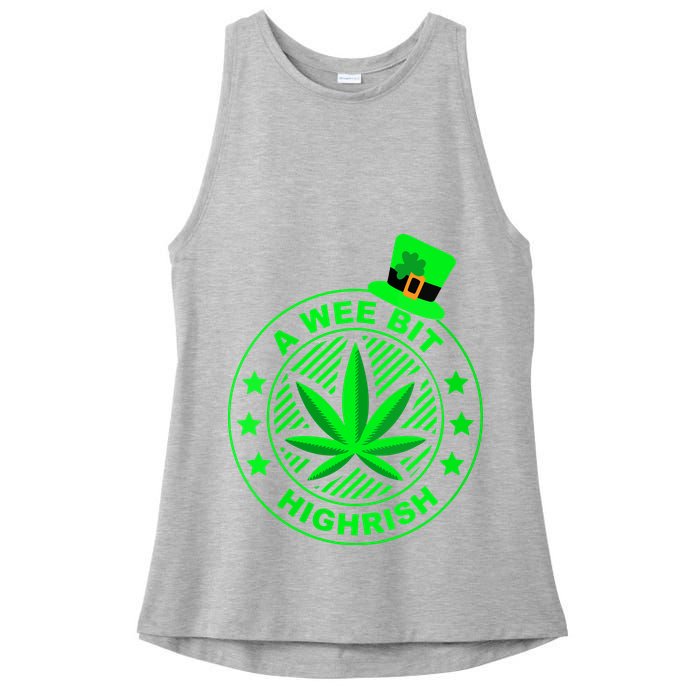 A Wee Bit Highrish Funny 420 Weed Marijuana St Patricks Day Vneck Ladies PosiCharge Tri-Blend Wicking Tank