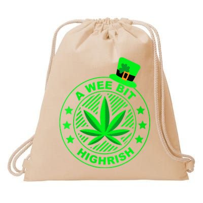 A Wee Bit Highrish Funny 420 Weed Marijuana St Patricks Day Vneck Drawstring Bag