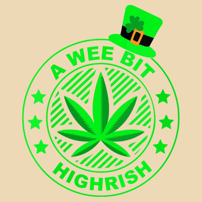A Wee Bit Highrish Funny 420 Weed Marijuana St Patricks Day Vneck Drawstring Bag