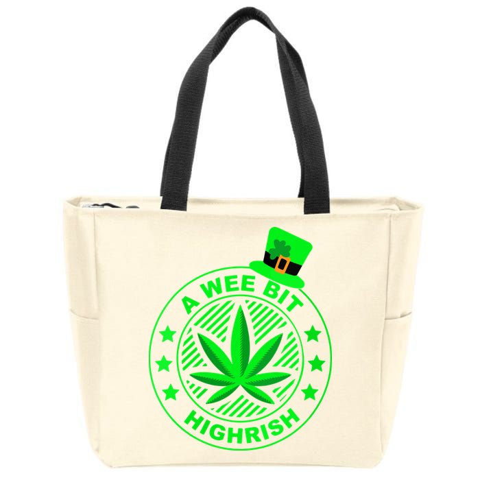 A Wee Bit Highrish Funny 420 Weed Marijuana St Patricks Day Vneck Zip Tote Bag