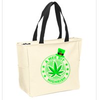 A Wee Bit Highrish Funny 420 Weed Marijuana St Patricks Day Vneck Zip Tote Bag