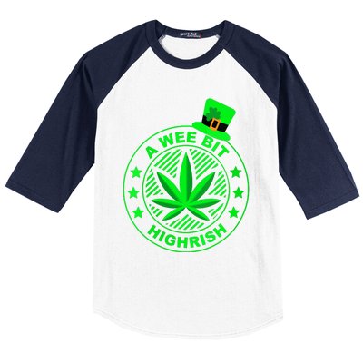 A Wee Bit Highrish Funny 420 Weed Marijuana St Patricks Day Vneck Baseball Sleeve Shirt