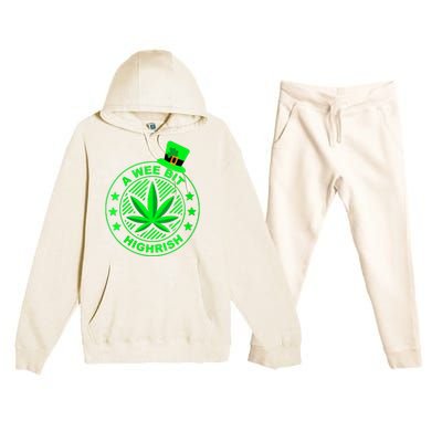 A Wee Bit Highrish Funny 420 Weed Marijuana St Patricks Day Vneck Premium Hooded Sweatsuit Set