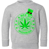 A Wee Bit Highrish Funny 420 Weed Marijuana St Patricks Day Vneck Toddler Sweatshirt