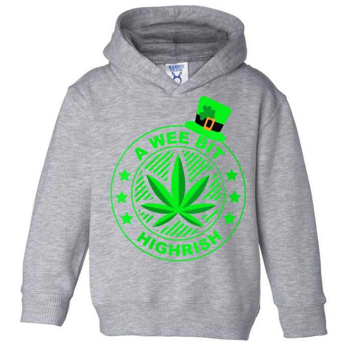 A Wee Bit Highrish Funny 420 Weed Marijuana St Patricks Day Vneck Toddler Hoodie
