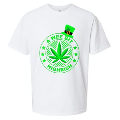 A Wee Bit Highrish Funny 420 Weed Marijuana St Patricks Day Vneck Sueded Cloud Jersey T-Shirt